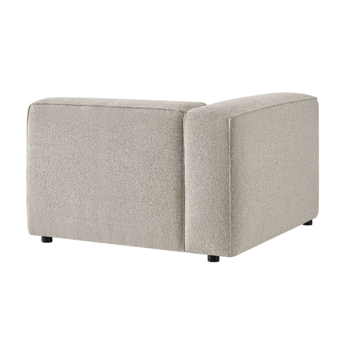 Modway Auren Lattice Bouclé Upholstered Modular Left-Facing Arm Chair in Fog - side view
