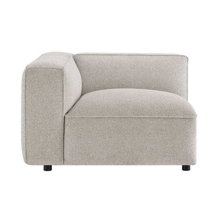 Modway Auren Lattice Bouclé Upholstered Modular Left-Facing Arm Chair in Fog - detail view