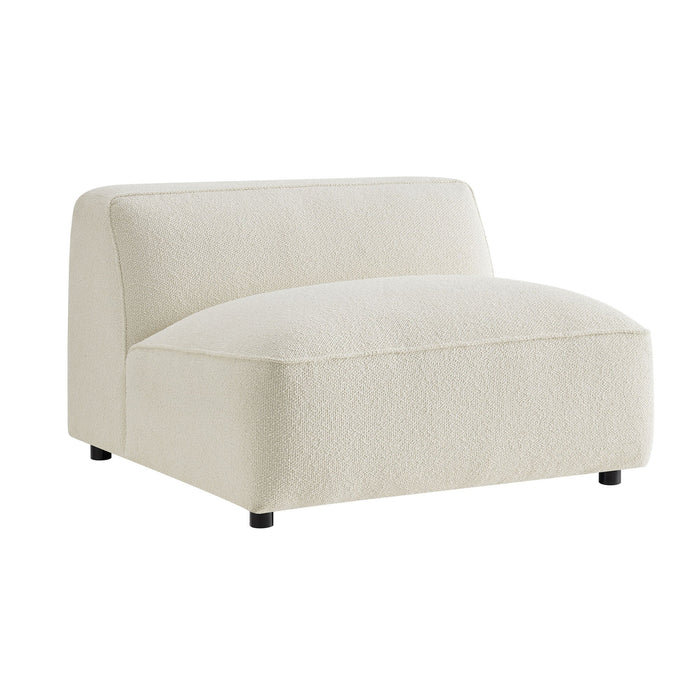 Modway Auren Lattice Bouclé Upholstered Modular Armless Chair in Cream - front view