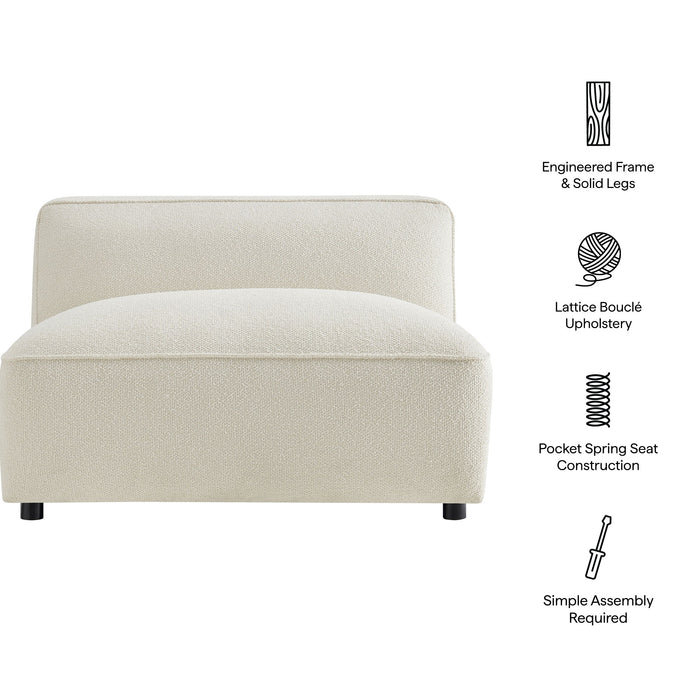 Modway Auren Lattice Bouclé Upholstered Modular Armless Chair in Cream - dimensions and specifications