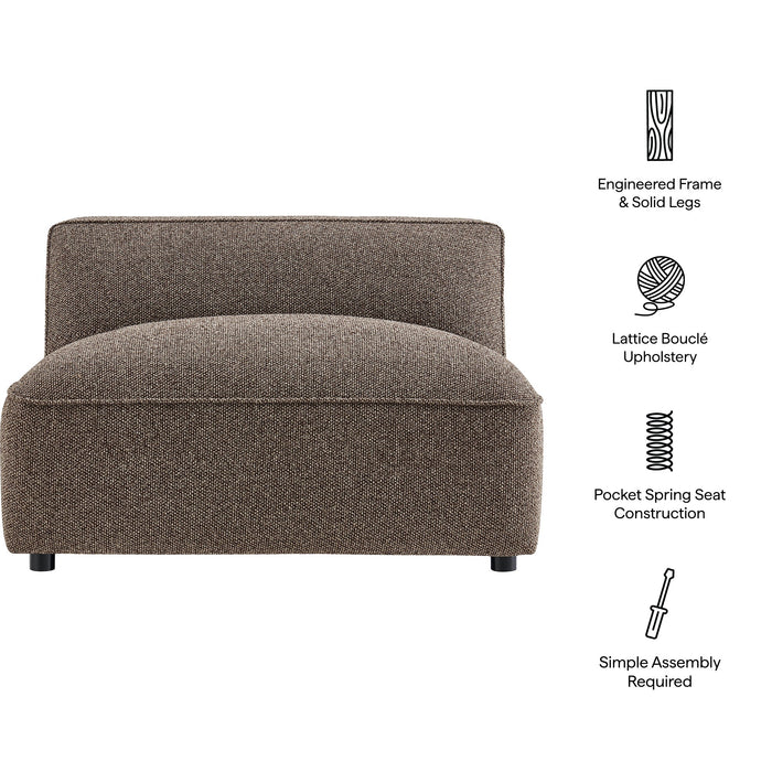 Modway Auren Lattice Bouclé Upholstered Modular Armless Chair in Earth - dimensions and specifications