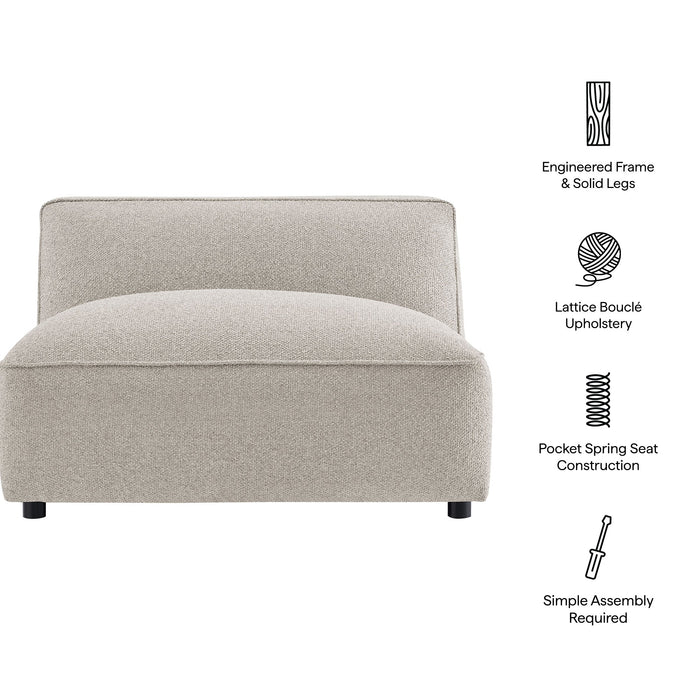Modway Auren Lattice Bouclé Upholstered Modular Armless Chair in Fog - dimensions and specifications