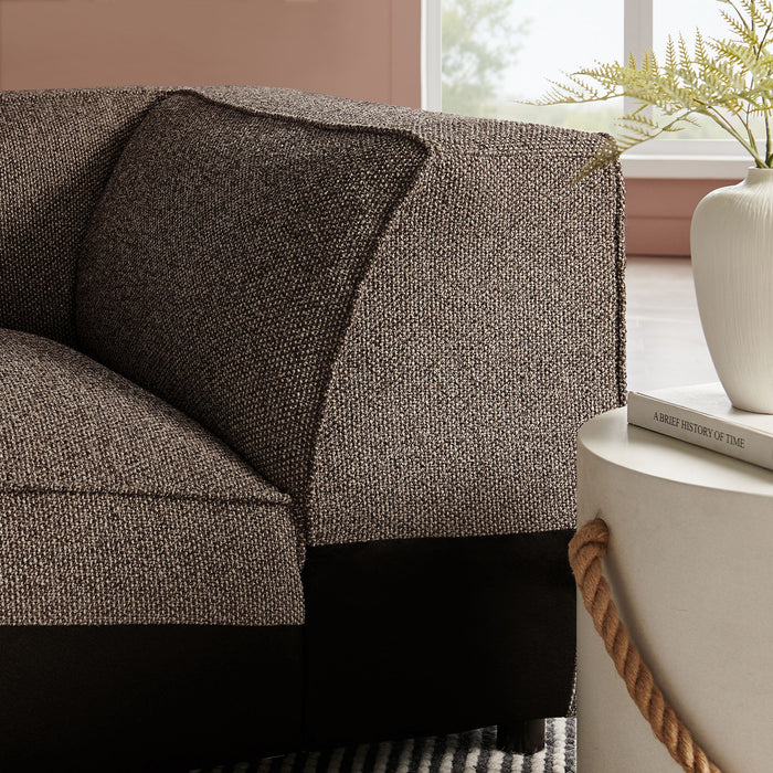 Modway Auren Lattice Bouclé Upholstered Modular Corner Chair in Earth - lifestyle view