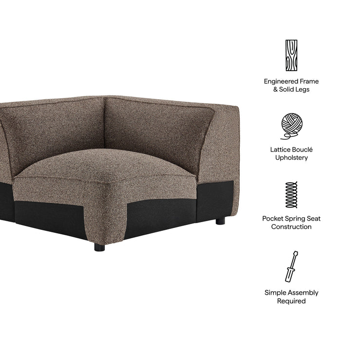Modway Auren Lattice Bouclé Upholstered Modular Corner Chair in Earth - dimensions and specifications