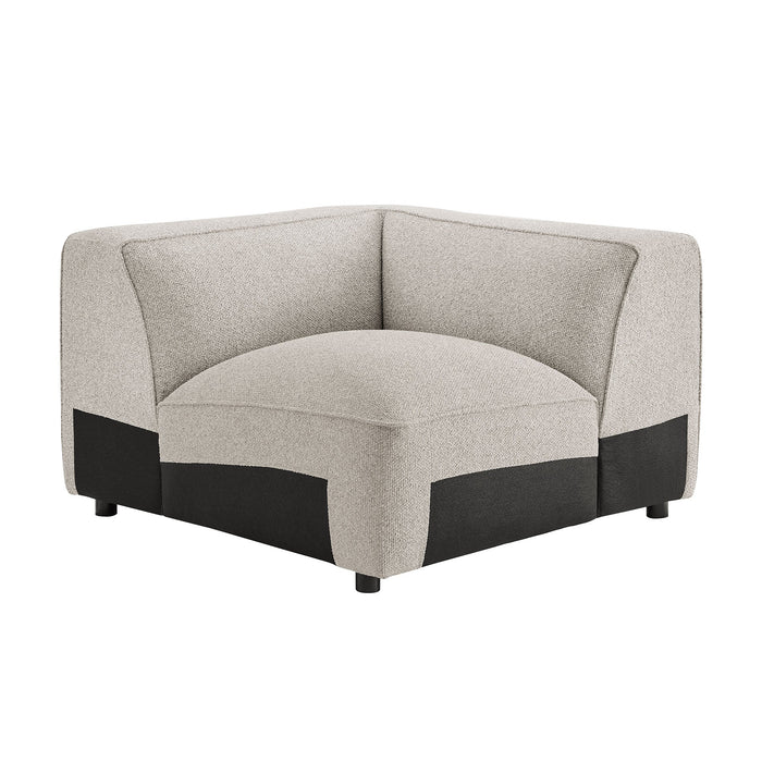 Modway Auren Lattice Bouclé Upholstered Modular Corner Chair in Fog - front view