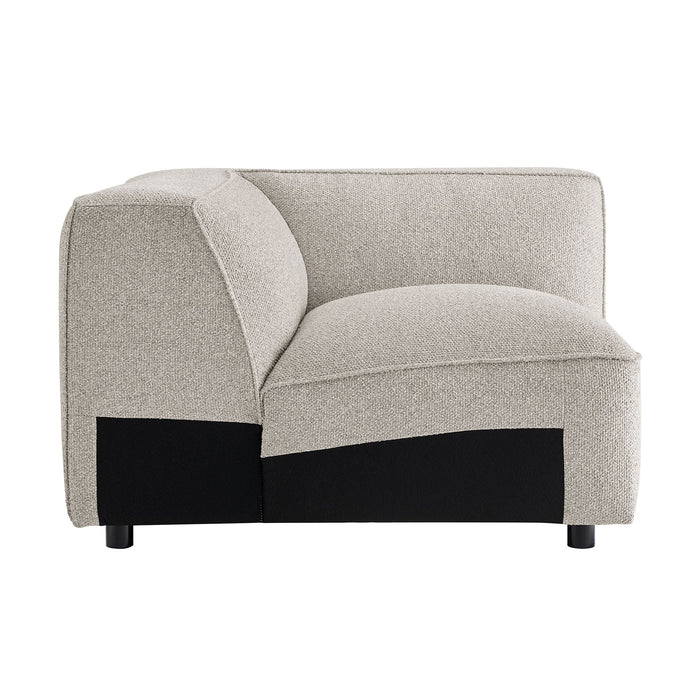Modway Auren Lattice Bouclé Upholstered Modular Corner Chair in Fog - angled view