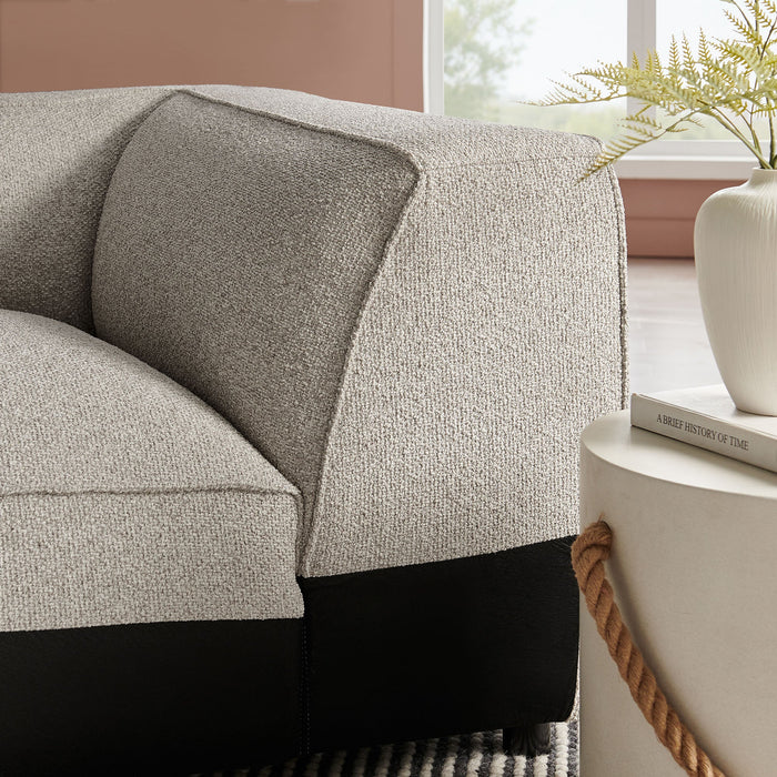 Modway Auren Lattice Bouclé Upholstered Modular Corner Chair in Fog - lifestyle view