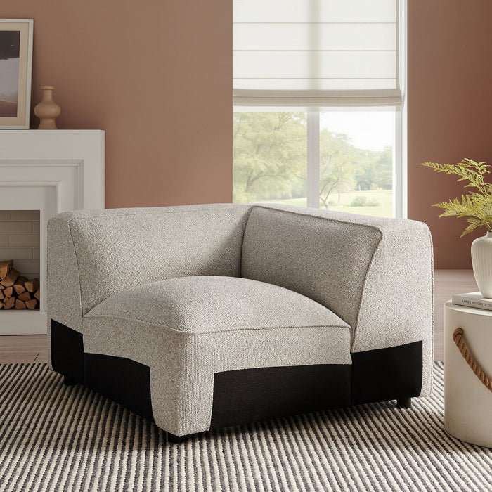 Modway Auren Lattice Bouclé Upholstered Modular Corner Chair in Fog - lifestyle view 16