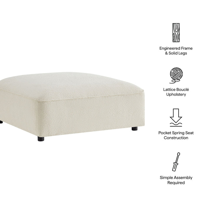 Modway Auren Lattice Bouclé Upholstered Ottoman in Cream - dimensions and specifications