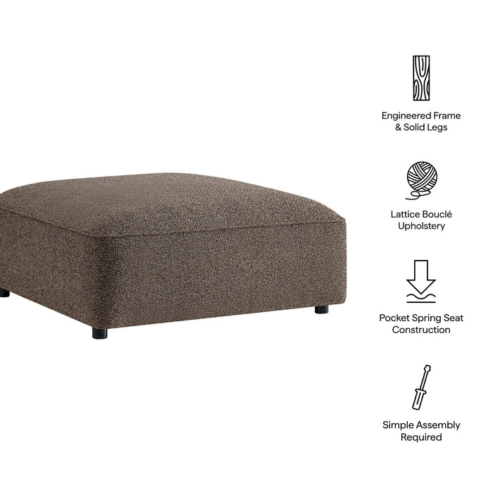 Modway Auren Lattice Bouclé Upholstered Ottoman in Earth - dimensions and specifications