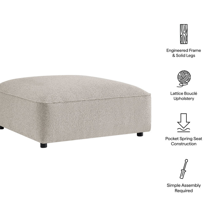 Modway Auren Lattice Bouclé Upholstered Ottoman in Fog - dimensions and specifications