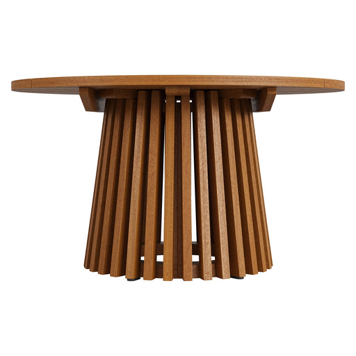 Modway Lane 31 Inch Round Outdoor Teak Wood Coffee Table in Natural - angled view