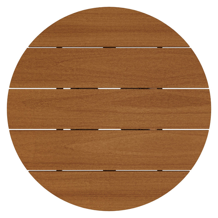 Modway Lane 31 Inch Round Outdoor Teak Wood Coffee Table in Natural - side view