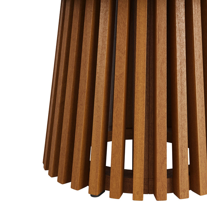 Modway Lane 31 Inch Round Outdoor Teak Wood Coffee Table in Natural - detail view