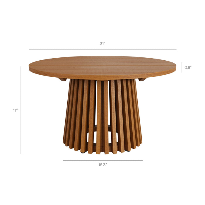 Modway Lane 31 Inch Round Outdoor Teak Wood Coffee Table in Natural - dimensions and specifications 8