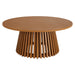 Modway Lane 39 Inch Round Outdoor Teak Wood Coffee Table in Natural - front view