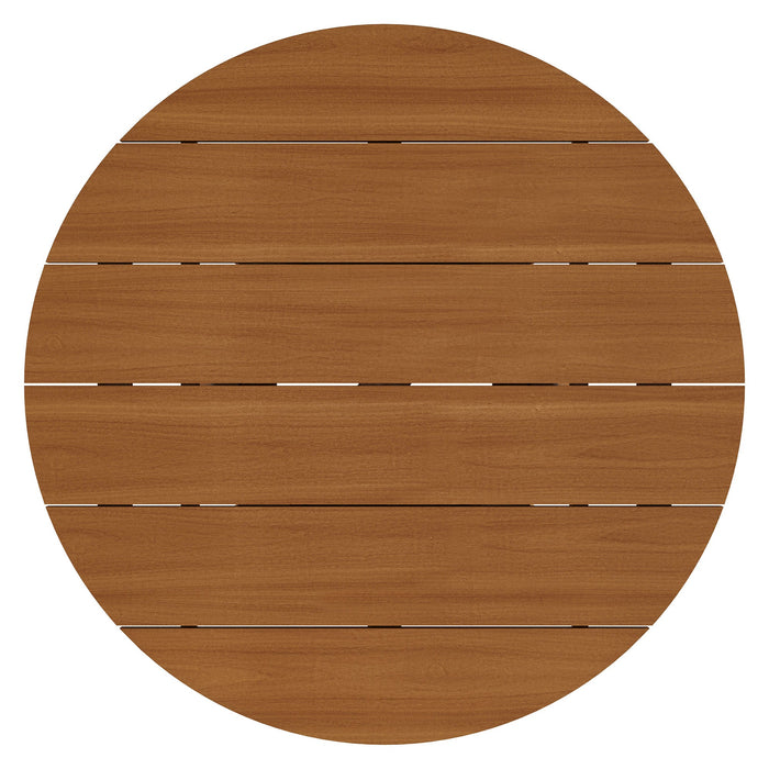 Modway Lane 39 Inch Round Outdoor Teak Wood Coffee Table in Natural - side view