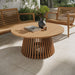 Modway Lane 39 Inch Round Outdoor Teak Wood Coffee Table in Natural - lifestyle view 6