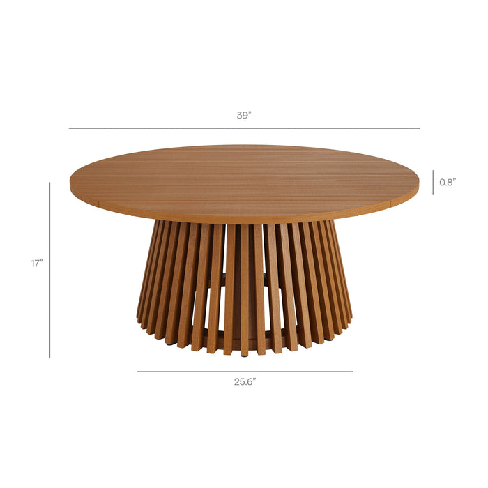 Modway Lane 39 Inch Round Outdoor Teak Wood Coffee Table in Natural - dimensions and specifications 8