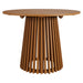 Modway Lane 39 Inch Round Outdoor Teak Wood Dining Table in Natural - angled view