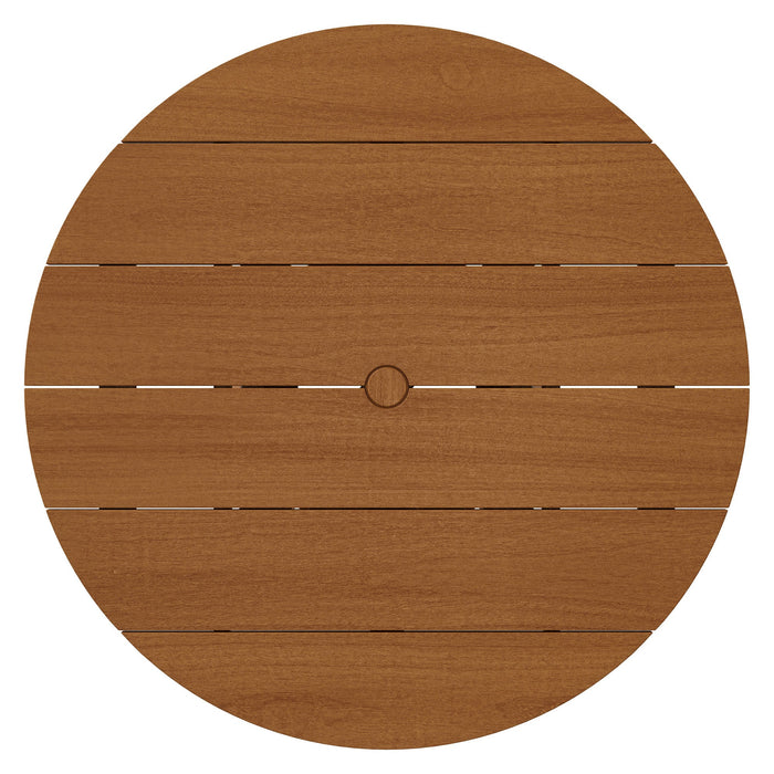 Modway Lane 39 Inch Round Outdoor Teak Wood Dining Table in Natural - side view
