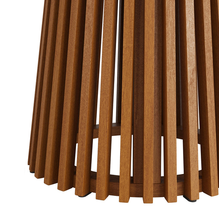 Modway Lane 39 Inch Round Outdoor Teak Wood Dining Table in Natural - detail view
