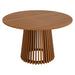 Modway Lane 47 Inch Round Outdoor Teak Wood Dining Table in Natural - angled view