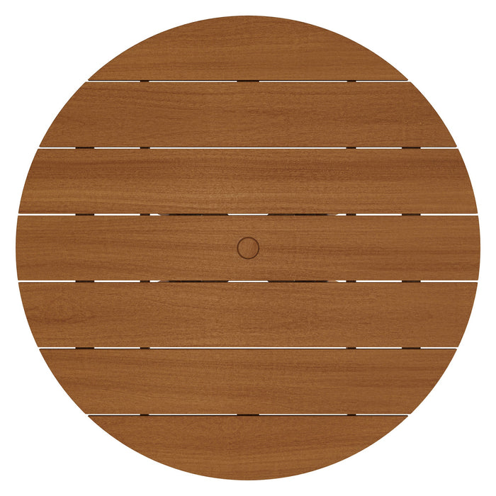 Modway Lane 47 Inch Round Outdoor Teak Wood Dining Table in Natural - side view