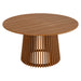 Modway Lane 55 Inch Round Outdoor Teak Wood Dining Table in Natural - angled view
