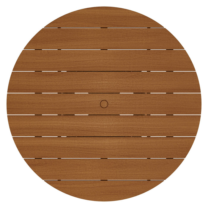 Modway Lane 55 Inch Round Outdoor Teak Wood Dining Table in Natural - side view