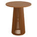 Modway Lane 31 Inch Round Outdoor Teak Wood Bar Table in Natural - angled view
