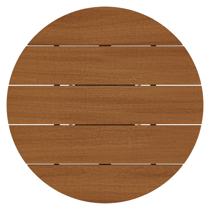 Modway Lane 31 Inch Round Outdoor Teak Wood Bar Table in Natural - side view