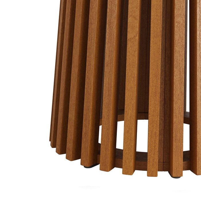 Modway Lane 31 Inch Round Outdoor Teak Wood Bar Table in Natural - detail view