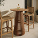 Modway Lane 31 Inch Round Outdoor Teak Wood Bar Table in Natural - lifestyle view 6
