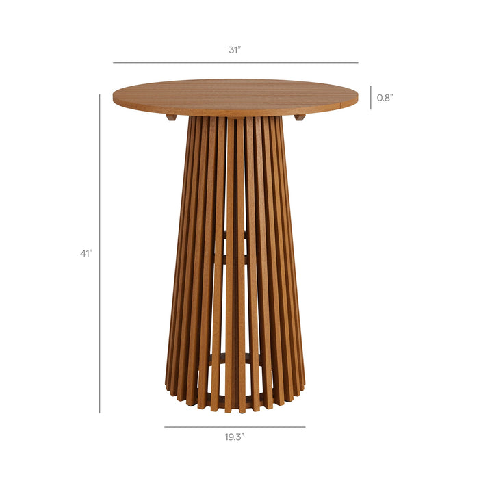 Modway Lane 31 Inch Round Outdoor Teak Wood Bar Table in Natural - dimensions and specifications 8