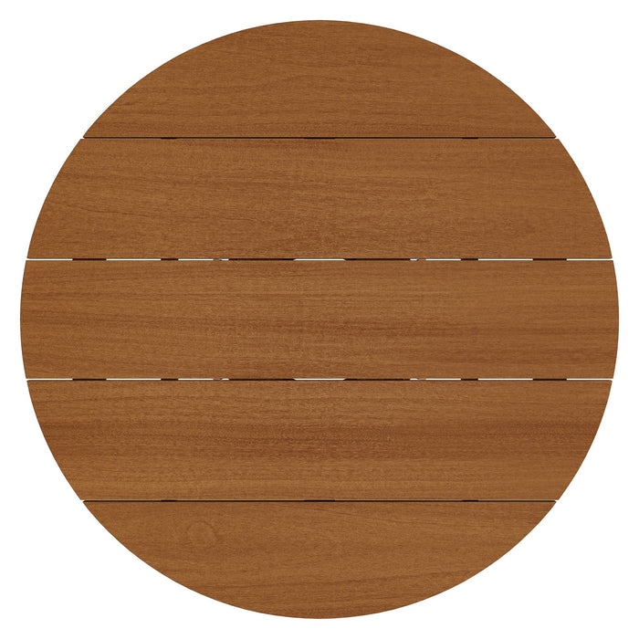 Modway Lane 35 Inch Round Outdoor Teak Wood Bar Table in Natural - side view