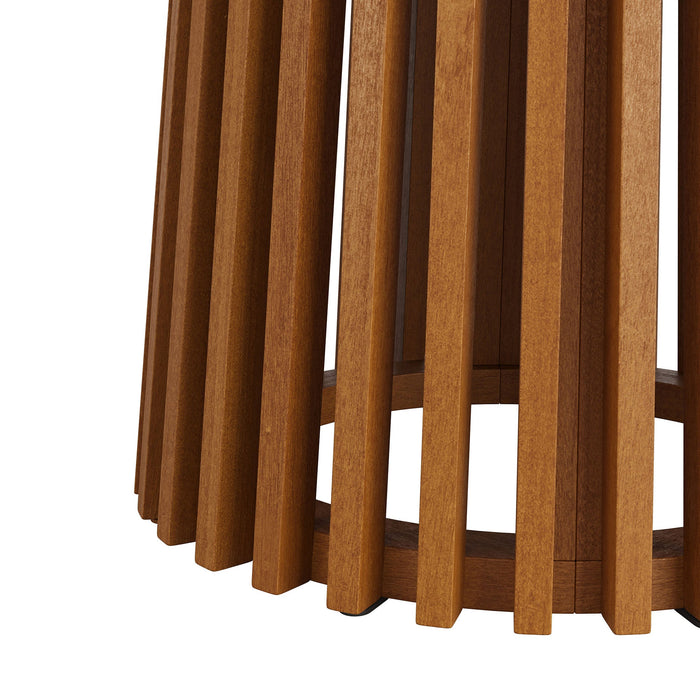 Modway Lane 35 Inch Round Outdoor Teak Wood Bar Table in Natural - detail view
