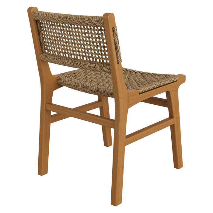 Modway Rowe Outdoor Teak Wood Dining Chair in Natural - side view