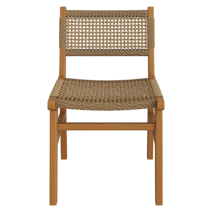 Modway Rowe Outdoor Teak Wood Dining Chair in Natural - detail view