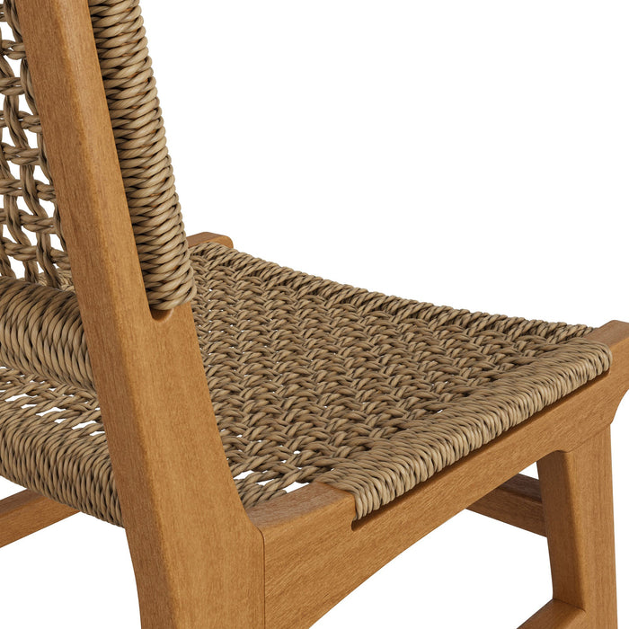 Modway Rowe Outdoor Teak Wood Dining Chair in Natural - lifestyle view