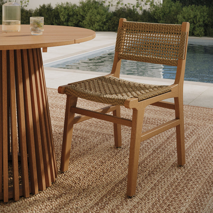 Modway Rowe Outdoor Teak Wood Dining Chair in Natural - lifestyle view 7