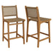 Modway Rowe Outdoor Teak Wood Counter Chairs Set of 2 in Natural - front view