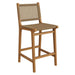 Modway Rowe Outdoor Teak Wood Counter Chairs Set of 2 in Natural - angled view