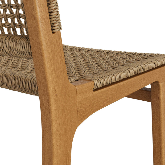 Modway Rowe Outdoor Teak Wood Counter Chairs Set of 2 in Natural - lifestyle view 6
