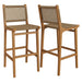 Modway Rowe Outdoor Teak Wood Bar Chairs Set of 2 in Natural - front view