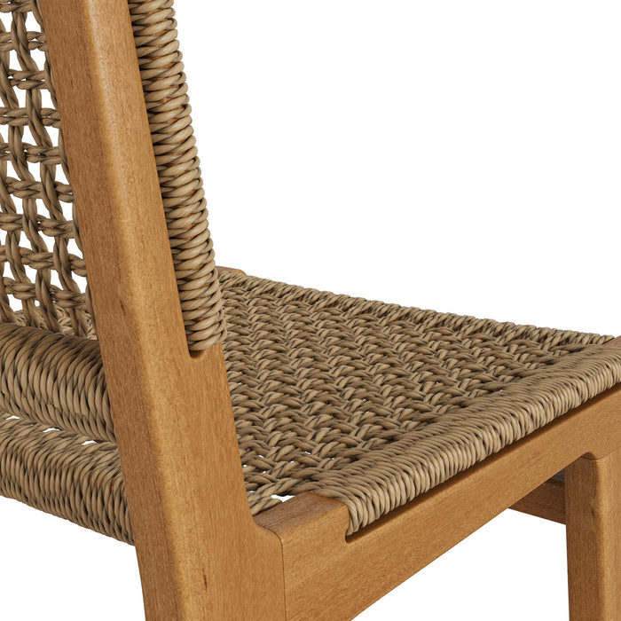 Modway Rowe Outdoor Teak Wood Bar Chairs Set of 2 in Natural - lifestyle view 6
