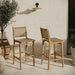 Modway Rowe Outdoor Teak Wood Bar Chairs Set of 2 in Natural - lifestyle view 8