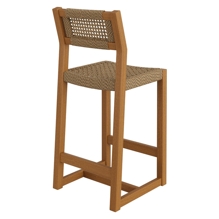 Modway Reed 40 Inch Outdoor Outdoor Teak Wood Counter Stool in Natural - side view