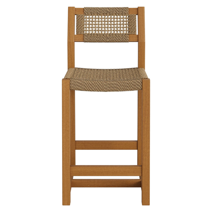 Modway Reed 40 Inch Outdoor Outdoor Teak Wood Counter Stool in Natural - detail view