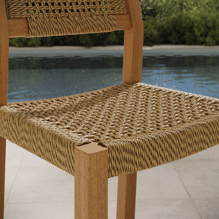 Modway Reed 40 Inch Outdoor Outdoor Teak Wood Counter Stool in Natural - lifestyle view 6